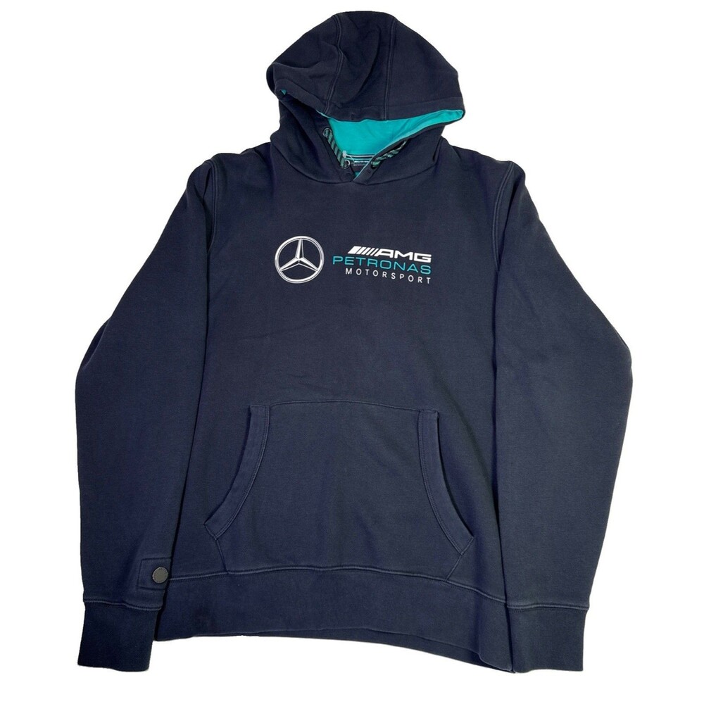 Mercedes Benz AMG Petronas F1 Unisex Logo Hooded Sweatshirt -Black/Gray M